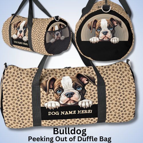 Add Dog Name Your Name Bulldog Duffle Bag