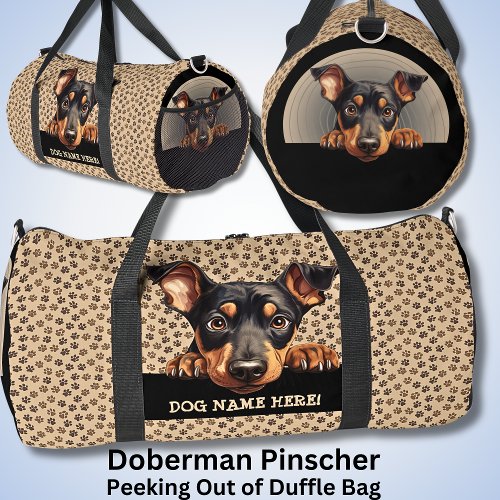 Add Dog Name Your Name Doberman Pinscher Duffle Bag