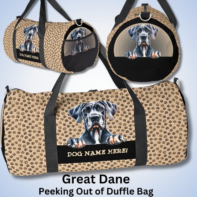 Add Dog Name Your Name, Great Dane  Duffle Bag (Creator Uploaded)