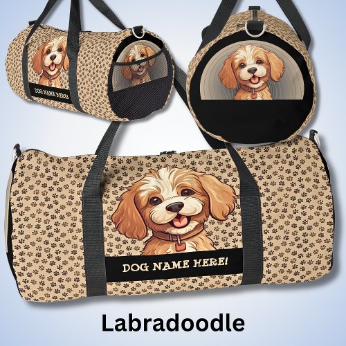 Add Dog Name Your Name Labradoodle Duffle Bag