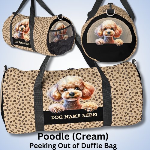 Add Dog Name Your Name Poodle _ Cream _  Duffle Bag