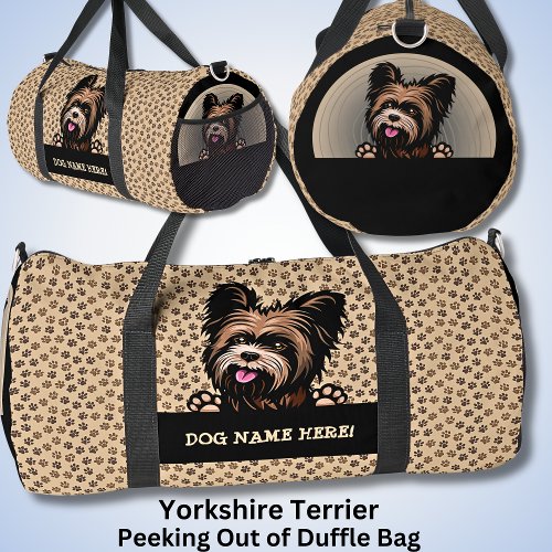 Add Dog Name Your Name Yorkshire Terrier Duffle Bag