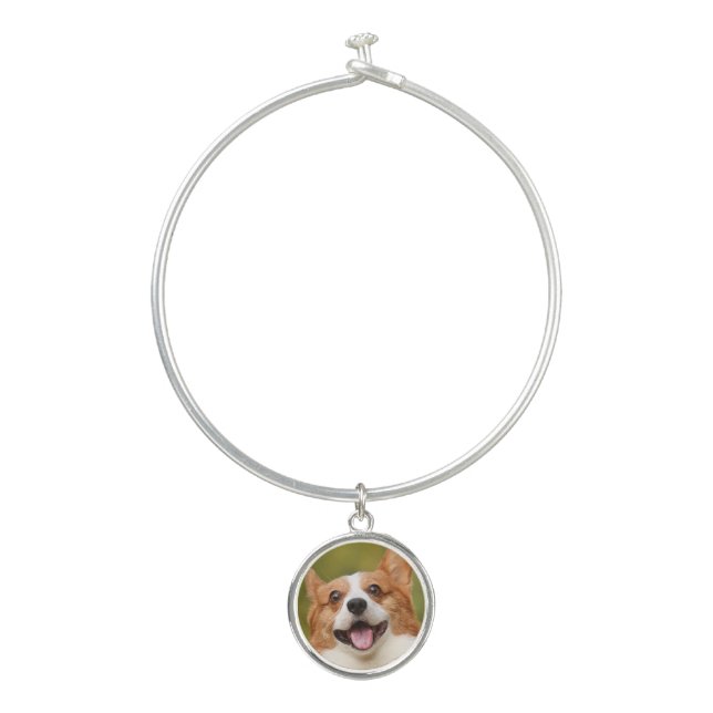 Add Dog Photo Personalized Customized Bangle Bracelet (Front)