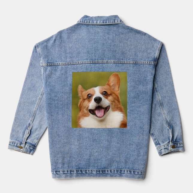 Add Dog Photo Personalized Customized Denim Jacket (Back)