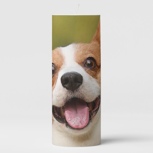 Add Dog Photo Personalized Customized Pillar Candle (Front)