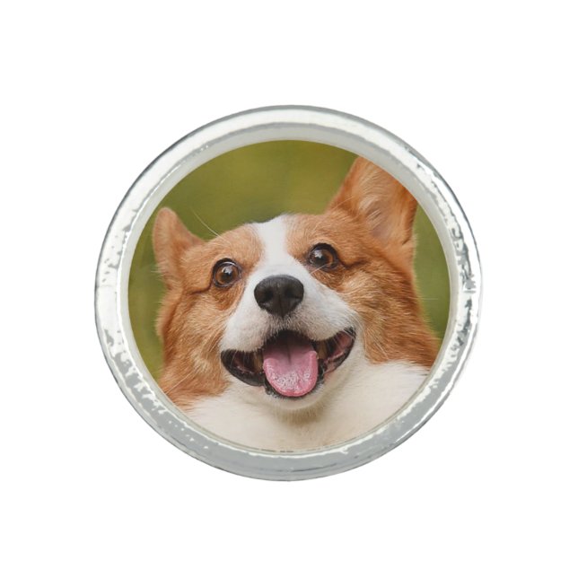 Add Dog Photo Personalized Customized Ring (Front)