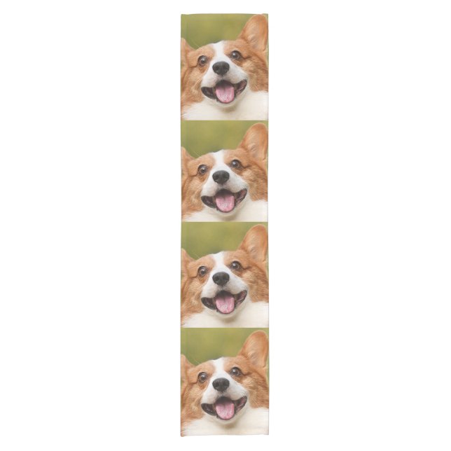 Add Dog Photo Personalized Customized Short Table Runner (Front)
