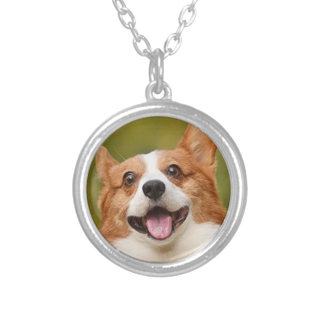 Add Dog Photo Personalized Customized Silver Plated Necklace (Front)