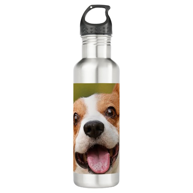 Add Dog Photo Personalized Customized Stainless Steel Water Bottle (Front)