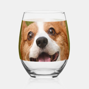 Add Dog Photo Personalized Customized Stemless Wine Glass