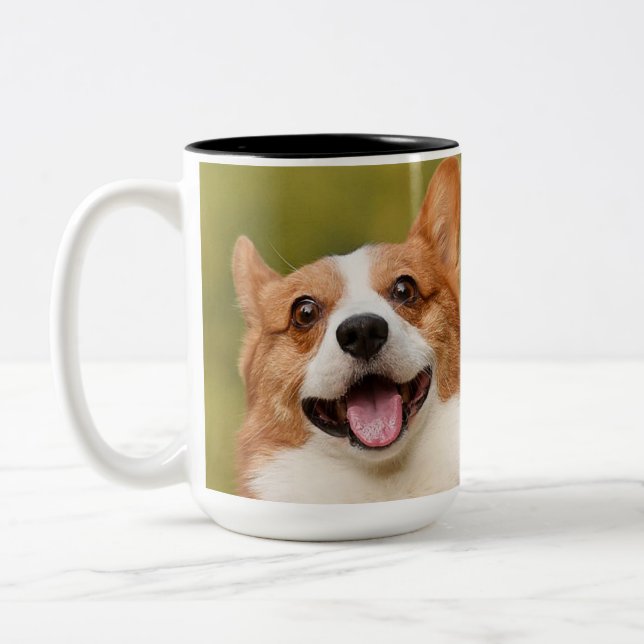 Add Dog Photo Personalized Customized Two-Tone Coffee Mug (Left)