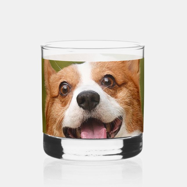 Add Dog Photo Personalized Customized Whiskey Glass (Front)