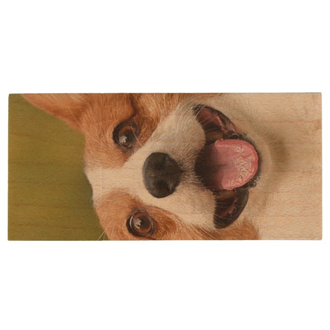 Add Dog Photo Personalized Customized Wood Flash Drive (Back)