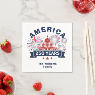 Add Family Name America 250 White House Fireworks Napkins