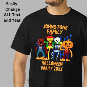 Add Family Name Edit Text Halloween Party Year  T-Shirt