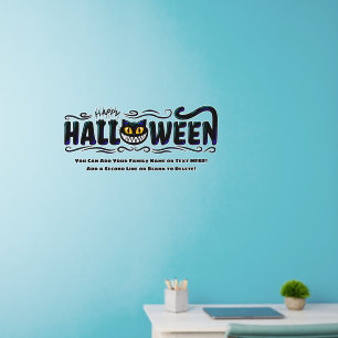 Add Family Name or Text Halloween Cat 30" wide Wall Decal