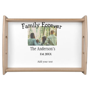 Add family name photo year rustic vintage holiday serving tray