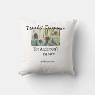 Add family name photo year rustic vintage holiday throw pillow