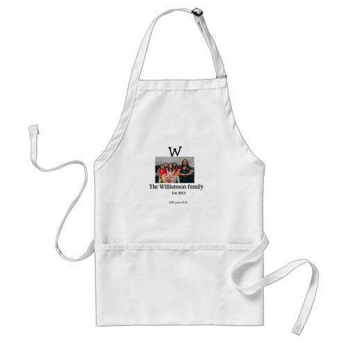 Add family name photo year rustic vintage reunion adult apron