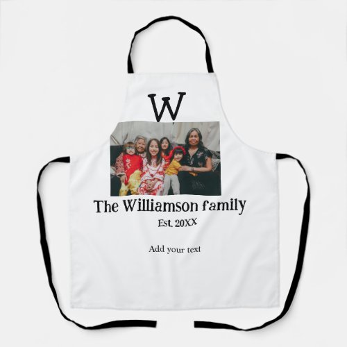 Add family name photo year rustic vintage reunion apron