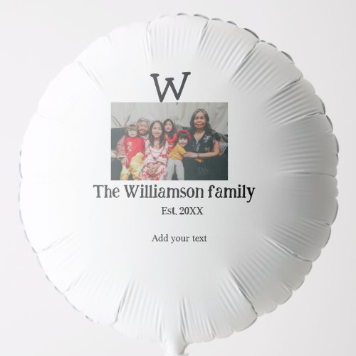 Add family name photo year rustic vintage reunion balloon
