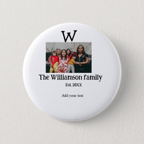 Add family name photo year rustic vintage reunion button