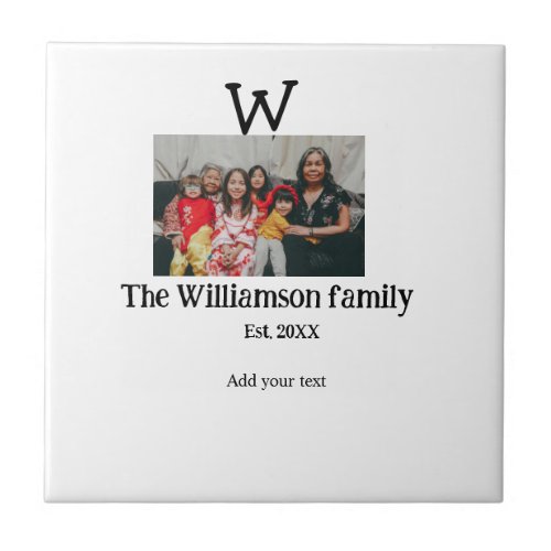 Add family name photo year rustic vintage reunion ceramic tile