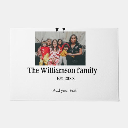 Add family name photo year rustic vintage reunion doormat