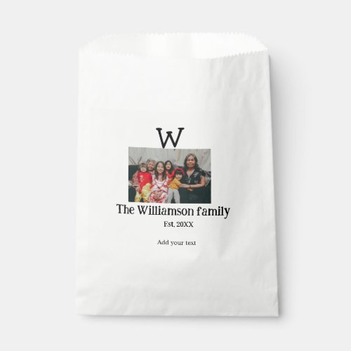 Add family name photo year rustic vintage reunion favor bag