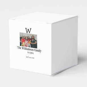 Add family name photo year rustic vintage reunion favor boxes
