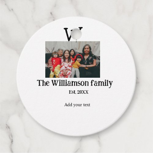 Add family name photo year rustic vintage reunion favor tags