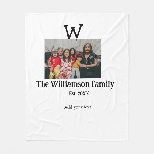 Add family name photo year rustic vintage reunion fleece blanket