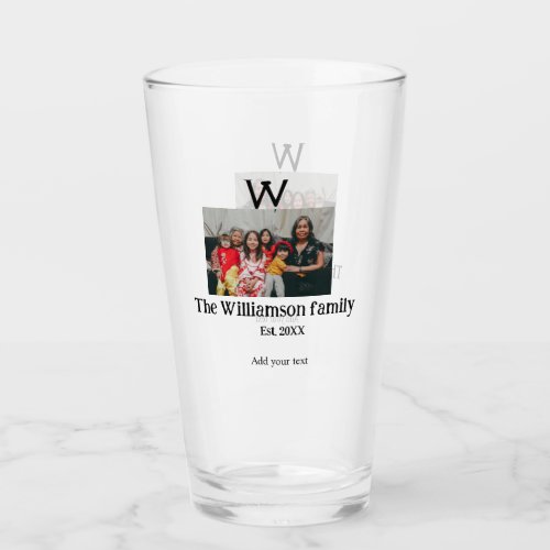 Add family name photo year rustic vintage reunion glass