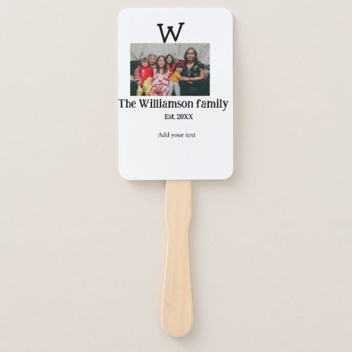 Add family name photo year rustic vintage reunion hand fan