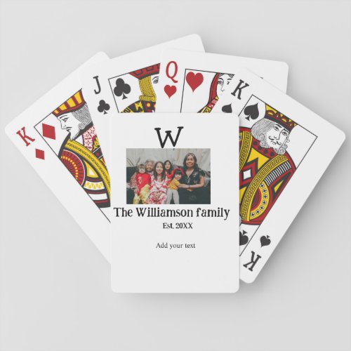 Add family name photo year rustic vintage reunion poker cards