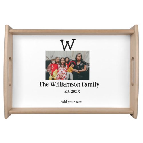 Add family name photo year rustic vintage reunion serving tray