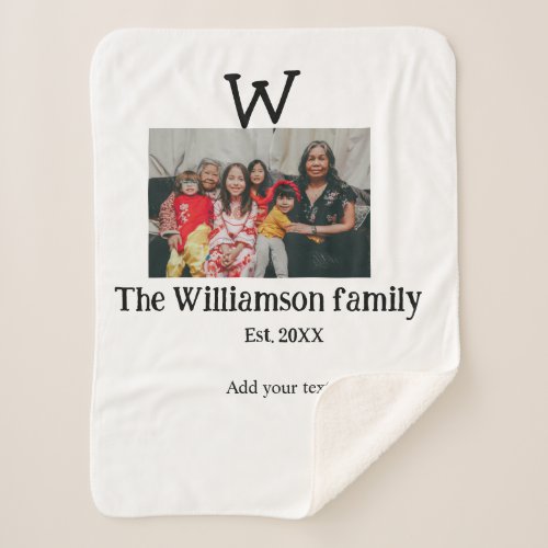 Add family name photo year rustic vintage reunion sherpa blanket