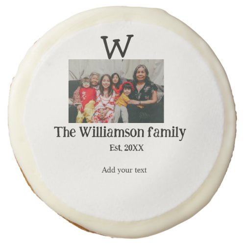Add family name photo year rustic vintage reunion sugar cookie