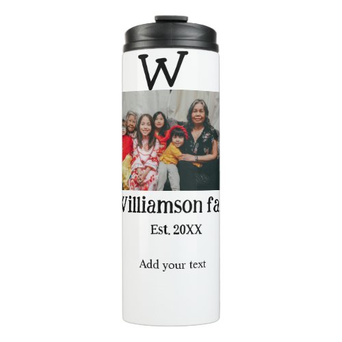Add family name photo year rustic vintage reunion thermal tumbler
