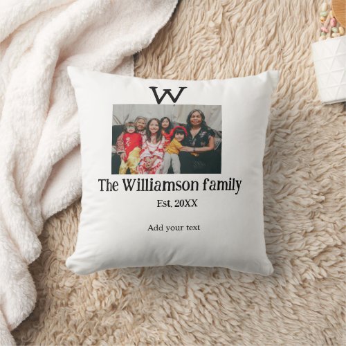 Add family name photo year rustic vintage reunion throw pillow