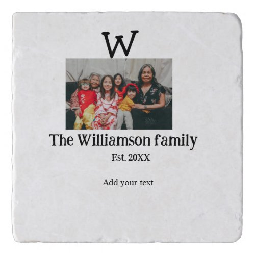 Add family name photo year rustic vintage reunion trivet