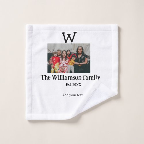 Add family name photo year rustic vintage reunion wash cloth