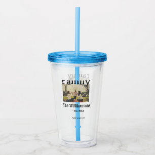 Add family name photo year rustic vintage template acrylic tumbler