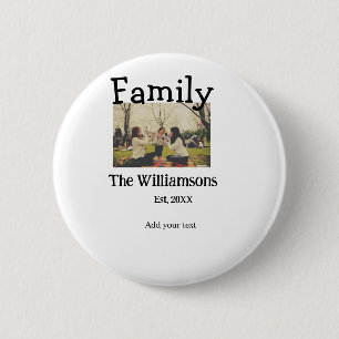 Add family name photo year rustic vintage template button