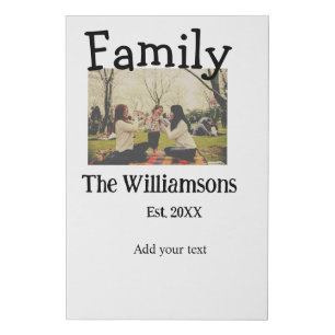 Add family name photo year rustic vintage template faux canvas print