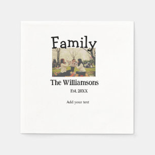 Add family name photo year rustic vintage template napkins