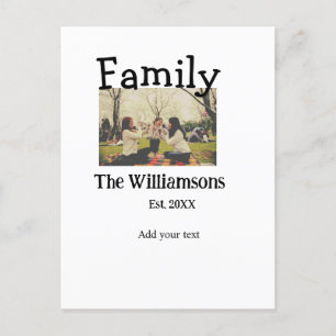 Add family name photo year rustic vintage template postcard
