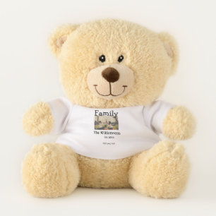 Add family name photo year rustic vintage template teddy bear