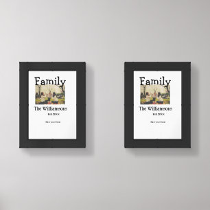 Add family name photo year rustic vintage template wall art sets