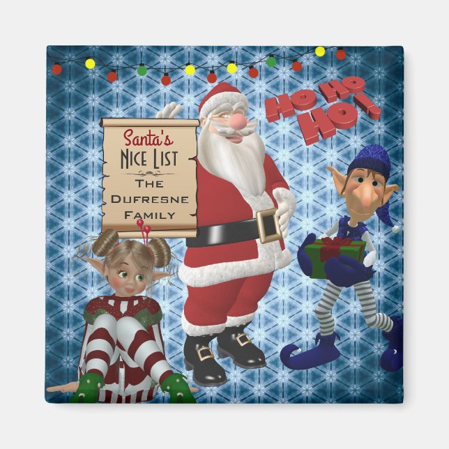 Add Family Name "Santa's Nice List" Magnet (Front)